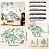 Adesivo de Parede Triceratops em Aquarela Adesivo de Pegada de Dinossauro de Planta Verde com Tema de Floresta para Quarto de Meninos Autoadesivo Removível Adesivo de Parede Atacado