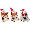 Novo Papai Noel montado em uma rena brinquedo elétrico, vitrine de shopping center de Natal transfronteiriça, brinquedo musical de Natal