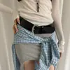 Cinto Preto Minimalista de Luxo para Mulheres, Adequado para Vestidos e Jeans, Cinto Largo de Couro, Afinando e Versátil