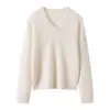 Suéter de punto Cony ~ 75% cachemira + 25% seda de morera, cuello en V, capa base para mujer, jersey versátil y favorecedor