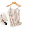 Camisole de Algodão Peça Única com Bojos Embutidos para Primavera e Verão, Anti-Exposição, Corte Justo, Roupa Íntima Confortável para Camada Base