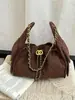Bolso de hombro acolchado estilo Chanel, bolso hobo de moda de gran capacidad, bolso tipo cubo con cordón, bolso bandolera con cadena, bolso de mujer