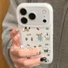 Adequado para Capa de Celular Apple 17Pro com Proteção Completa da Lente, Capa Semi-Transparente Fosca para iPhone 16 para Mulheres, Design 14 Graffiti Cachorrinho Feliz