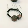 Cuerda para el pelo de alta elasticidad con lazo de pedrería y diamantes coreanos, banda de cuero, cuerda con cabeza cuadrada de leopardo, anillo para el pelo de smiley, accesorios para el pelo