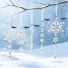 Decoração de Natal Nova Transfronteiriça Suprimentos Tiras de Gelo de Natal Floco de Neve Transparente Borda de Gelo Acrílico Cones de Gelo Falsos