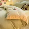Ins terciopelo de leche juego de cuatro piezas color sólido dos tonos doble cara forro polar funda nórdica sábana de forro polar para bebé franela juego de tres piezas para dormitorio