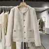 Nueva Chaqueta Corta de Tweed Estilo Coreano Blanco Crudo Frances Otoño/Invierno 2026 para Mujer