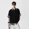Camisa Polo Falsa de Dos Piezas Manga Corta para Hombre Verano 2026 Diseño de Empalme Hombro Normal Camiseta Marca de Moda Camisa de Media Manga para Pareja