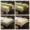 Toalha de mesa estilo rústico, pano de mesa de centro estilo francês vintage, toalha de mesa retangular em jacquard, pano de capa decorativo verde pintura a óleo