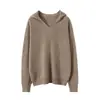 100% cachemir usando hilo Consinee, nueva sudadera con capucha de punto suelta para mujer de otoño e invierno, suéter de punto como capa base