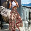 Aliexpress Amazon Europeo y Americano 2025 Verano Nuevo Falda Estampada para Mujer Falda Larga de Playa de Vacaciones Falda Amplia Grande