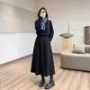 ¡Contrarresta el pedido! ¡Falda de botón tridimensional estilo Hepburn! Tela de lana europea otoño e invierno falda larga elegante para mujer
