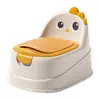 Asiento de Inodoro Infantil Pollito Amarillo con Cojín de PU Cómodo, Baño para Bebé con Respaldo, Orinal Portátil y Móvil para Bebé