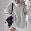 2026 Novo Outono Inverno Estilo Coreano Colete de Tricô Solto com Decote V Roupa Externa Feminina Colete Suéter Sem Mangas