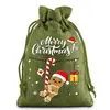 2025 Nuevo Lino Navideño con Cordón Bolsa de Regalo para Fiesta Almacenamiento de Dulces Set de Bolsas de Regalo Navideñas