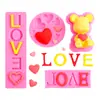 Dia dos Namorados Bolo Fantasia Carta de Amor Coração de Amor Urso Molde Açúcar Dobrado Chocolate Bolo Enfeites