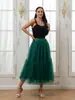 Falda de Malla Multicapa de Cintura Alta Estilo Pastel, Longitud Media, Corte Amplio en A, Gasa Ligera, Falda Estilo Hada Retro Francés, Exclusivamente para Ventas Transfronterizas