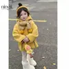 Ningli Star Man 2025 Novo Veludo Engrossado Estilo Coreano Bebê Masculino e Feminino Suéter de Lã com Capuz Jaqueta de Elfo Transfronteiriça
