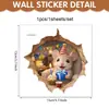 Adesivo de Parede Desenho Animado 3D de Rato com Buraco na Parede Transfronteiriço, Rato Autoadesivo de PVC Chutando Bola para Decoração de Parede de Sala de Estar e Quarto