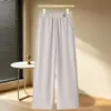 Pantalones casuales de pierna recta con cintura elástica para mujeres de mediana edad y mayores, pantalones de pierna estrecha recta de pierna ancha para otoño e invierno
