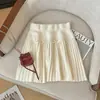 Falda de lana gris para mujer, otoño e invierno, de cintura alta, línea A, estilo ballet, plisada, estilo miu, minifalda deportiva
