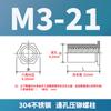 Tuerca remachable hexagonal de acero inoxidable en stock M3M4M5 con orificio pasante SOS-3.5M3/M4/304