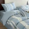 2026 Novo Estilo Ins Fresco e Simples Jacquard Waffle Lavado em Alta Temperatura Algodão 100% Algodão Lavado Conjunto de Quatro Peças - Série de Tecidos