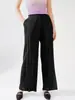 Pantalones Plisados Miyake para Mujer Pantalones de Pierna Ancha para Mujer Estilo Delgado de Verano Cintura Elástica Caída Divididos Sueltos Versátiles Pantalones de Pierna Recta Pantalones Largos