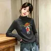 Camisa Térmica de Manga Longa com Gola Alta 2026 Outono/Inverno Infantil Versátil Camiseta Listrada Camada Base Tendência Meninas