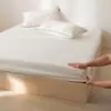 Sábana de Cama de Algodón de Fibra Larga 100S de Gama Alta, Sábana Ajustable de Algodón Puro Totalmente Envuelta Antideslizante, Funda de Almohada de Color Sólido de una Pieza