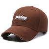 Gorra de béisbol rasgada de nicho para mujer estilo coreano parche bordado que hace que la cara se vea pequeña gorra con visera de copa dura para hombre sombrero para el sol moderno que combina con todo