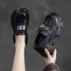 Sapatos femininos modernos de luxo leve com sola grossa, feitos à mão, estilo retrô, salto grosso, sapatos de salto único para pessoas baixas aumentarem a altura, mocassins plataforma slip-on