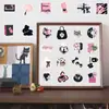Pegatina Estilo Ins Black Pink Dibujo Animado Linda Dulce Chica Genial Corazón Decorativo DIY Guka Funda de Teléfono Móvil Pegatina Impermeable con Forma Especial