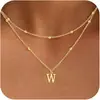 Collar con Colgante de Inicial de 26 Letras Transfronterizo Europeo y Americano de Amazon Exquisito Chapado en Cobre Oro de 14K Personalizado Simple Moda Joyería