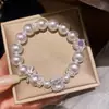 Pulsera de Perla Corazón Redondo de Circonia Moda Viaje Versátil Elegante Pulsera Nicho Sensación de Alta Gama Joyería de Mano Exquisita para Mujeres