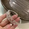 Galaxia de Encaje~Pulsera Tejida Vintage de Cristal Dorado Café Hueco para Mujer, Brazalete y Anillo Exquisitos de Alta Gama con Sentido del Estilo