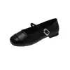 Sapatos Mary Jane estilo francês para mulheres, novos sapatos rasos de peça única prateados para primavera e outono de 2026, sapatos pequenos de couro
