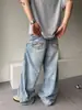 Jeans Reto Lavado Estilo Retrô Americano para Homens e Mulheres, Design Casual Solto, Versátil, Valoriza a Silhueta, Calças Wide Leg de Comprimento Total