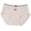 Ropa interior de algodón puro con estampado de oso de dibujos animados de cintura media para mujer, estilo coreano de moda, con borde de encaje, que cubre las caderas, de malla de algodón transpirable, shorts tipo triángulo