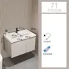 Set de gabinete para lavabo de baño estilo crema para espacios pequeños, lavabo cerámico integrado para uso doméstico