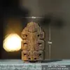 Colgante Patrón de Bronce de Madera de Agarwood Qinan Marca Colgante Artesanía de Relieve Tallado Estilo Chino Adornos de Mano