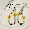 Corrente Colorida de Contas com Rosto Sorridente para Celular, Corrente de Pulso DIY, Chaveiro para Câmera CCD, Pingente de Bolsa, Anti-Perda