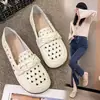 Mocassins de Solado Macio, para Superfícies Macias, Novo Estilo Perfurado de Verão, Sapatos Mãe Planos Vazados, Mocassins de Trabalho para Maternidade, Versátil
