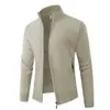 Casaco Cardigan de Tricô Chenille com Gola Alta, Jaqueta Grossa Forrada com Lã para Homens, Cardigan de Tricô Liso Europeu e Americano 2026 para Homens