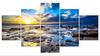 Pintura en spray HD moderna minimalista de cinco articulaciones Playa del Amanecer pintura decorativa de pared de fondo para tienda de hotel pintura colgante óleo