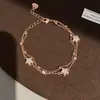 Pulseira de Corrente Empilhável Estrela Brilho Zircônia Estrela Feminina Simples Estilo Retrô Francês Joia de Mão com Toque de Luxo Leve Atacado