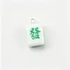 Pingente mini mahjong de resina acessório DIY, amuleto da sorte simulado vermelho "Meio Vermelho", material para brincos e colares