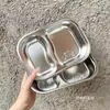 Plato de Cena Infantil de Acero Inoxidable de Grado Alimenticio Guardería Hogar Lonchera para Bebé Plato de Cena de Acero Inoxidable Anticaídas Múltiples Compartimentos Venta al por Mayor
