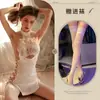 Ropa Interior Sexy Sueño de Montaña de Primavera, Camisón Sexy, Cheongsam Apasionado Hueco, Atractivo Conjunto Uniforme Atado con Lazo de Alta Abertura Sin Quitar
