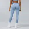 Pantalones de yoga europeos y americanos transfronterizos, elásticos para fitness y running, de cintura alta, levanta glúteos, ajustados, color melocotón, con color de contraste, pantalones deportivos para gimnasio